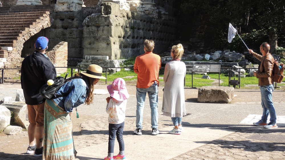 A Family Enjoy a Tour of the Roman Forum