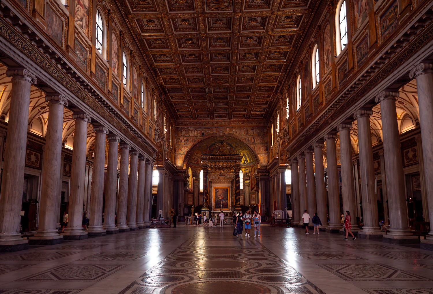 the Golden ceiling of the Basilica of Santa Maria Maggiore