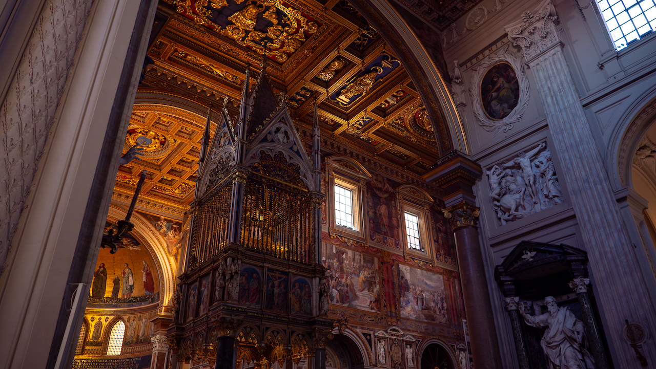 Baldacchino of San Giovanni in Laterano. An Elborate Gothic Baldacchino, Commissioned by Pope Urban V in the 14th Century. The Relic Chamber on the Top Houses Statues of St Peter and Paul and is Said to Contain their Skulls.